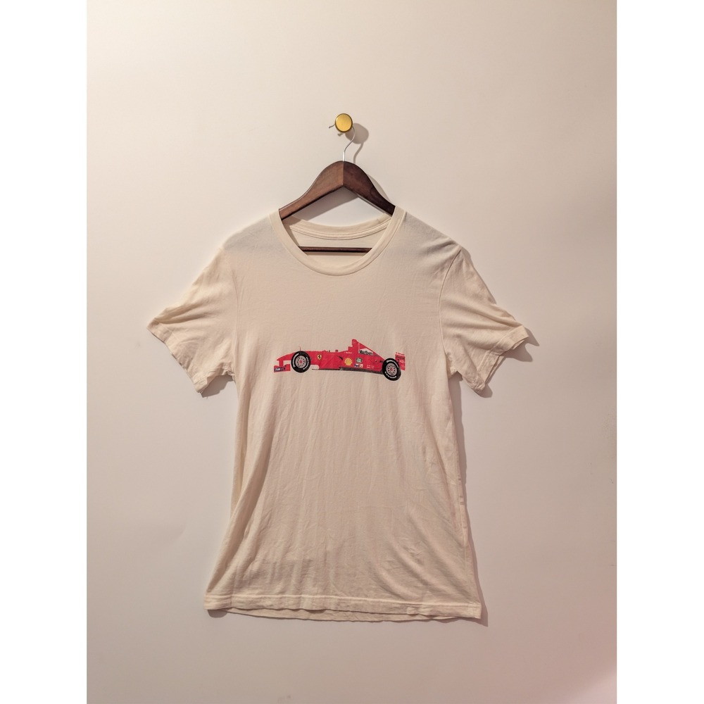 Ferrari Graphic T Shirt Mens Medium Cream Excellent Marlboro F1 Racing Car Tee